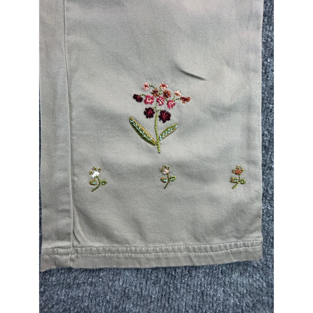 RVT Fit&Flare Girls 7/8 & 9/10 Khaki Embroidered Floral Pants Cotton Bootcut NWT - Picture 8 of 12